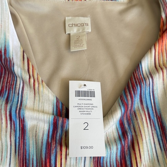 NWT Chicos Cameron Short Sleeve in Red Orange Diamond Size Large $109 Retail - Picture 4 of 11